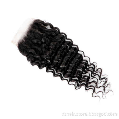 Wholesale Jerry kinky curly Deep Curly 4x4 5x5 Lace  Closure raw human hair lace closure